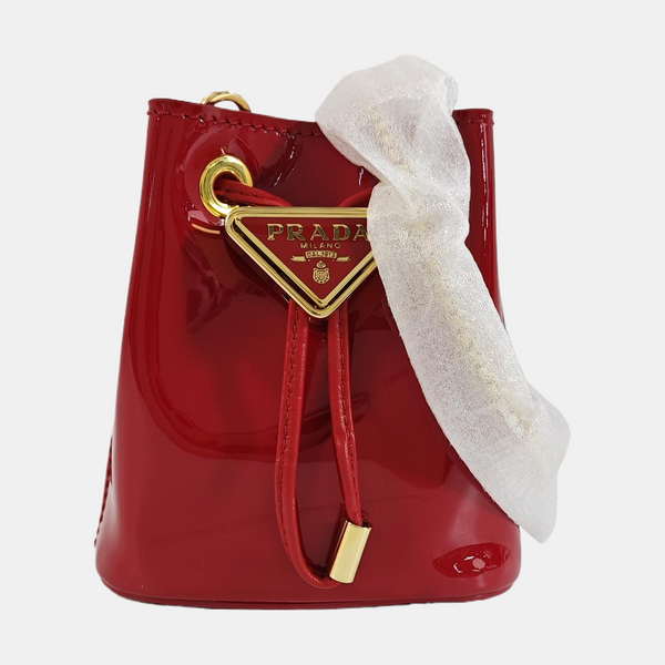 Patent Leather Bucket Bag Red