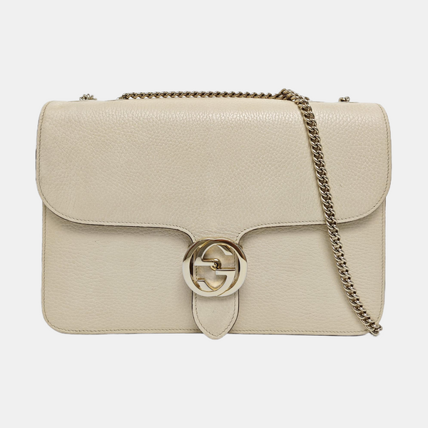 Interlocking G Large Calfskin Beige