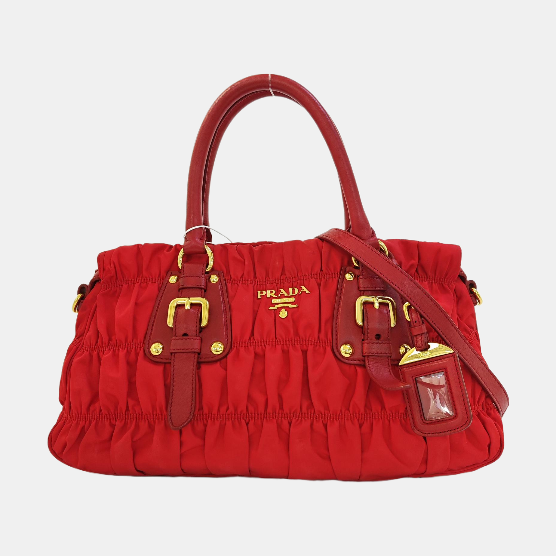 Quilted Nylon Tote Bag Red