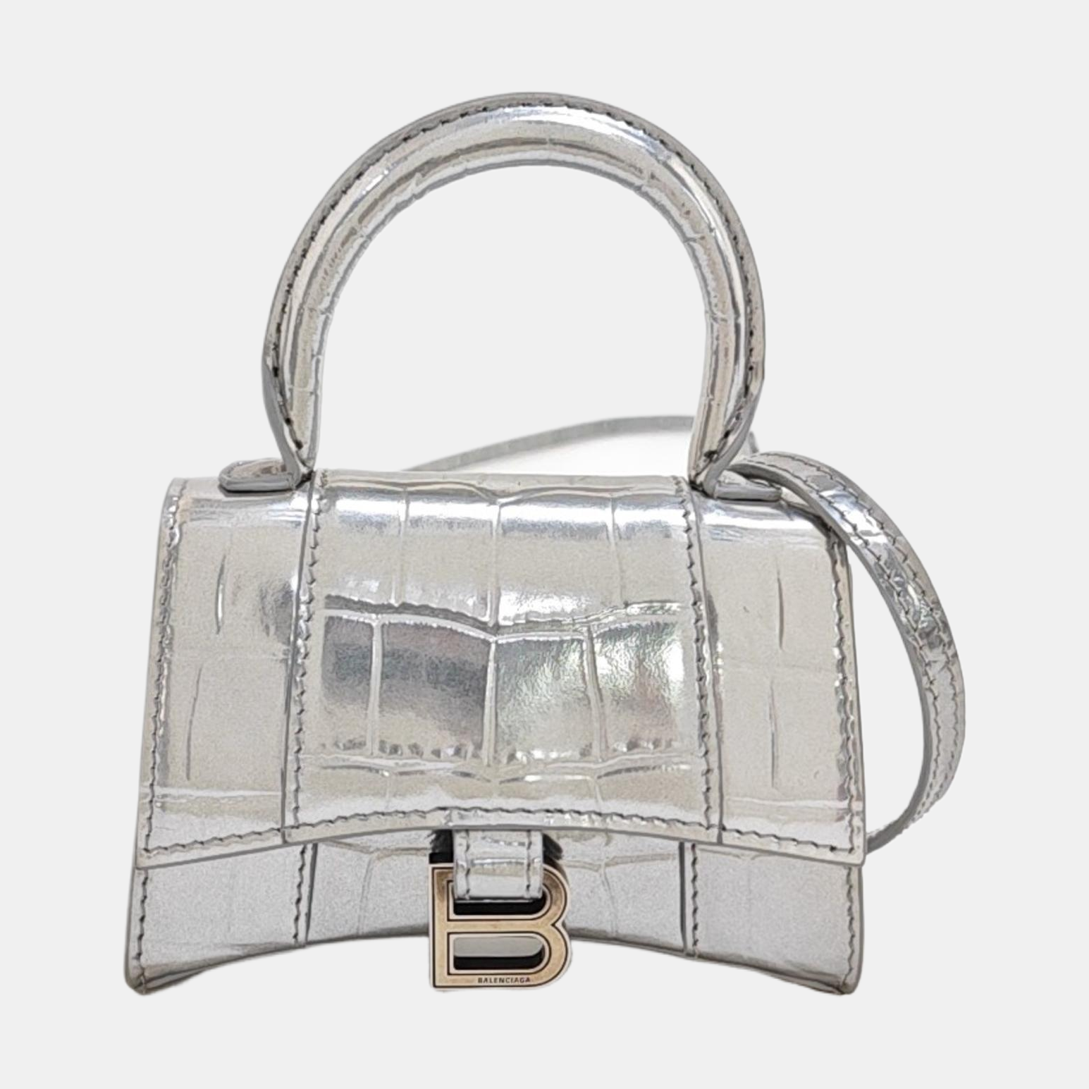 Hourglass Mini Calfskin Silver