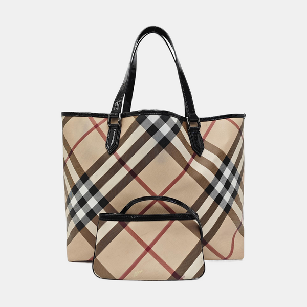 Coated Canvas Tote Bag Beige