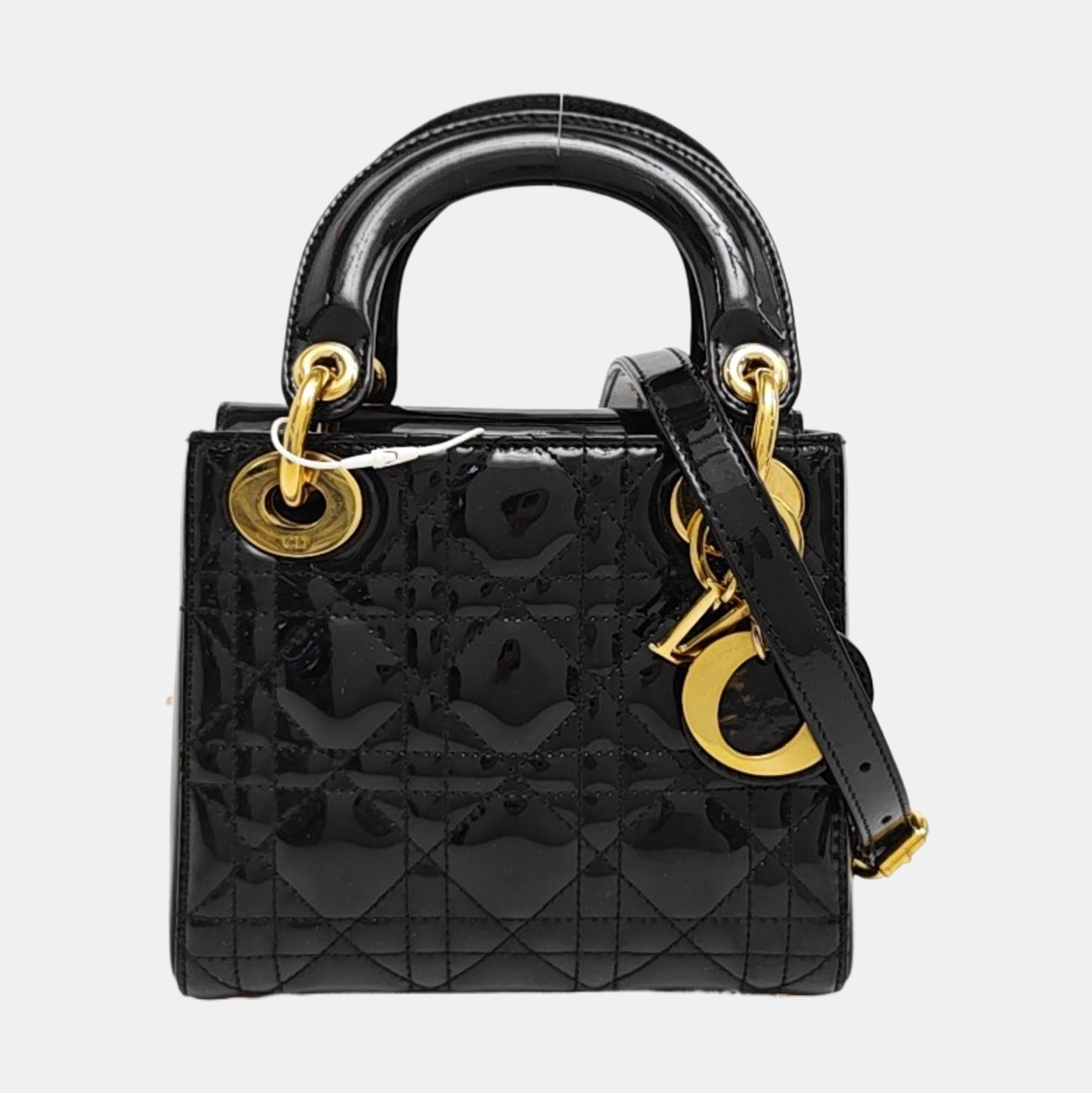 Lady Dior Mini Cannage Patent Leather Black