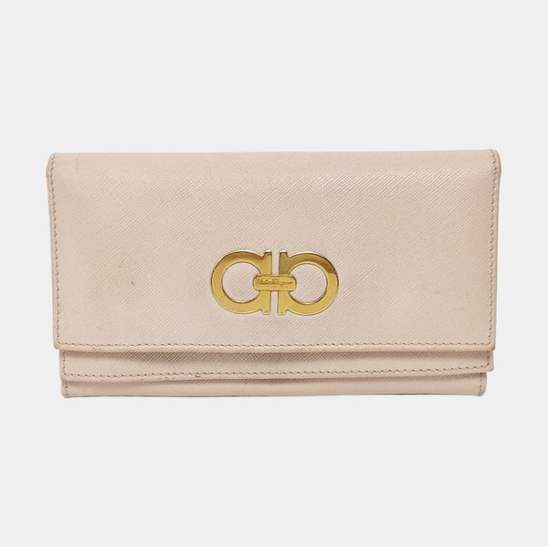 Gancini Calfskin Beige Wallet