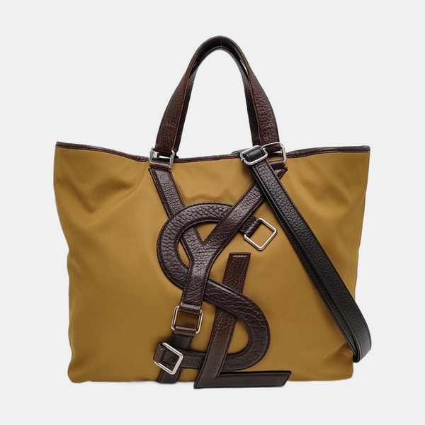 Fabric Top Handle Bag Brown