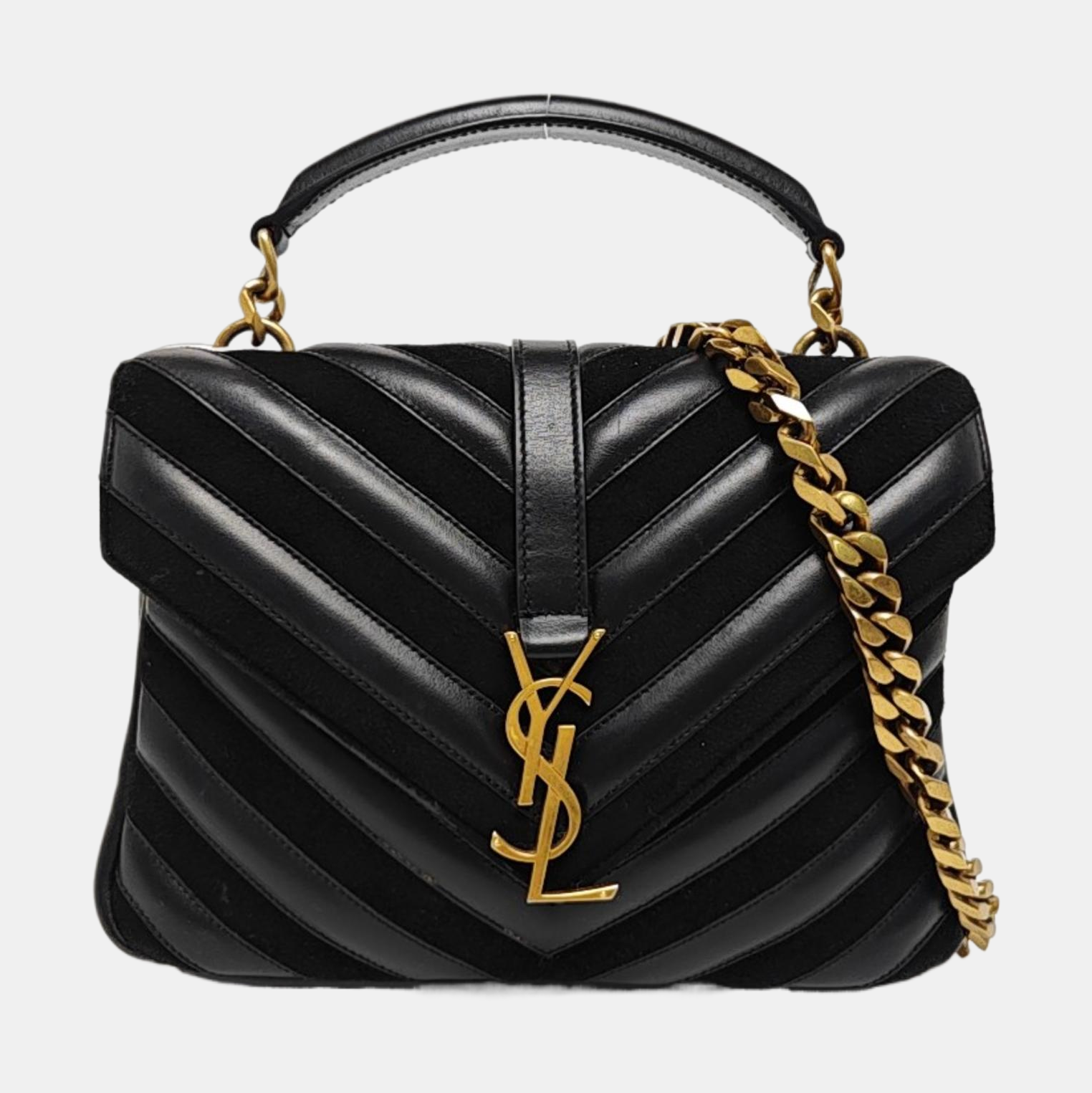 COLLEGE Medium Chevron Lambskin Black