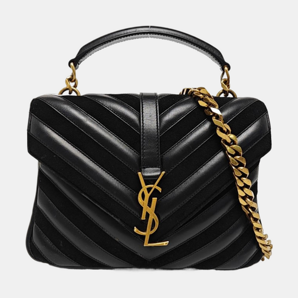 COLLEGE Medium Chevron Lambskin Black