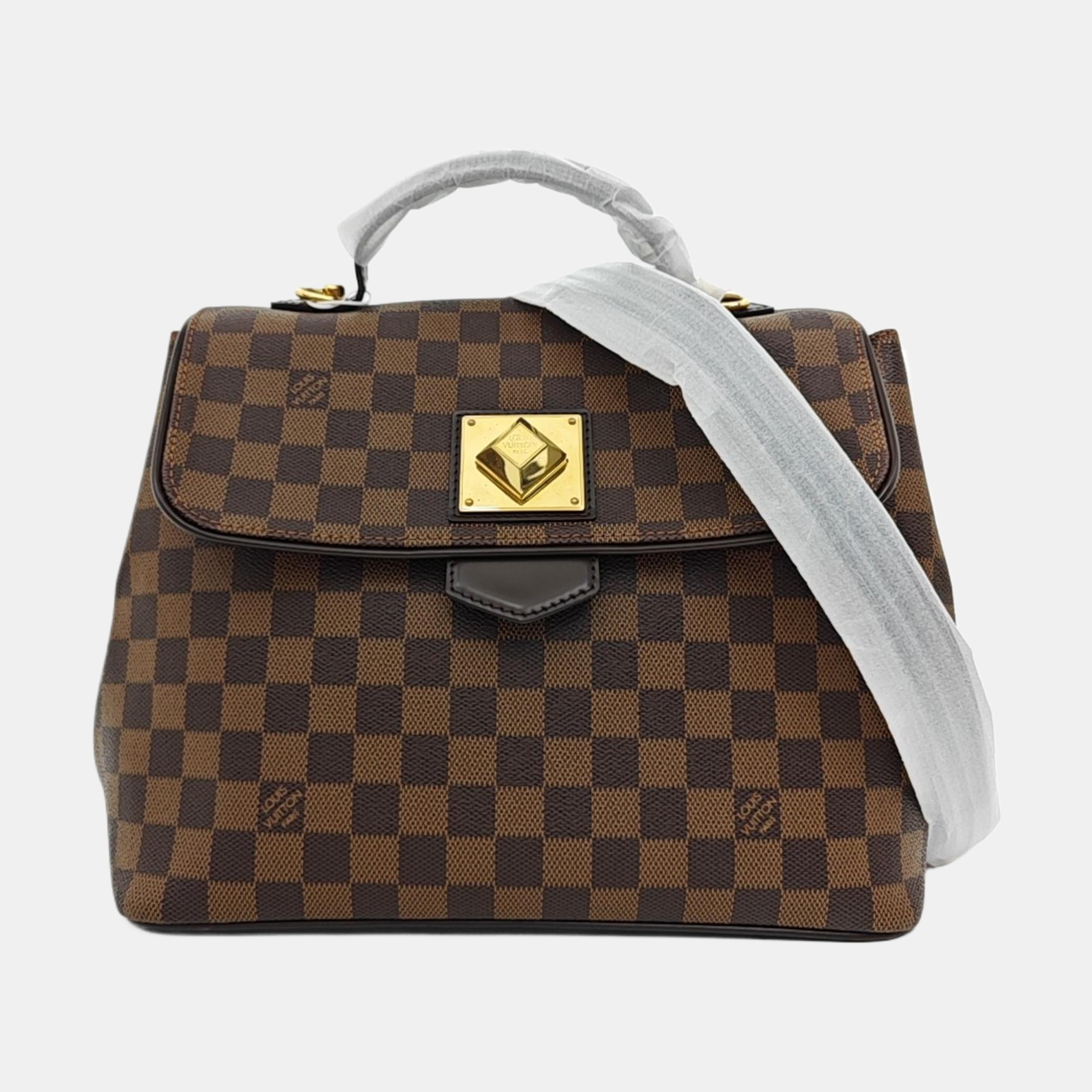 BERGAMO MM Damier Ebene Coated Canvas Brown
