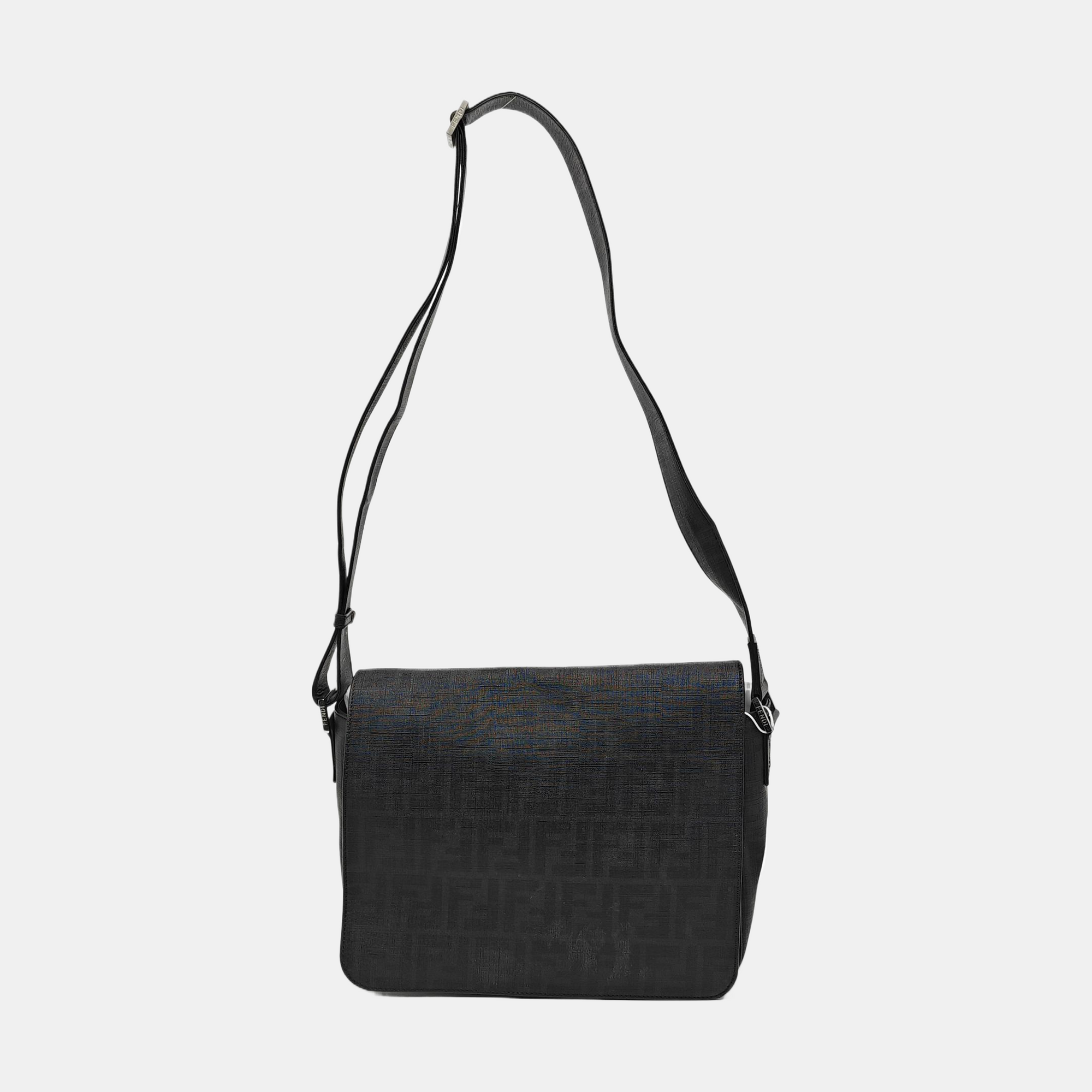 Monogram Coated Canvas Shoulder Bag Black