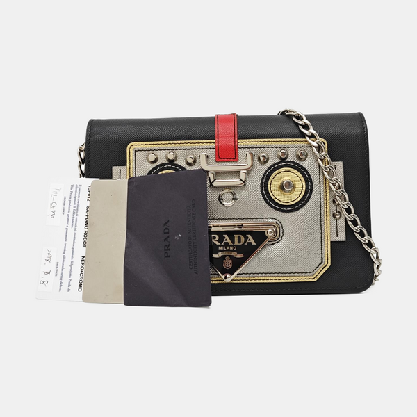 Saffiano Calfskin Shoulder Bag Black