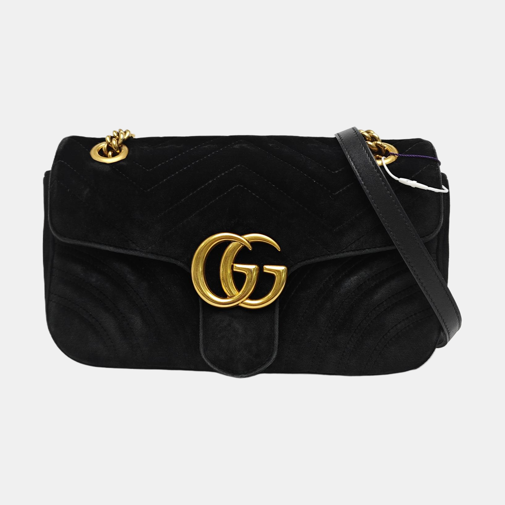 GG Marmont Medium Quilted Velvet Black