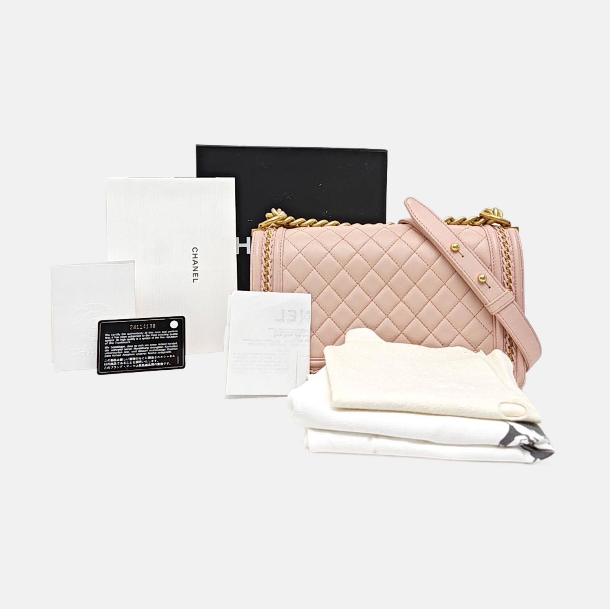 BOY CHANEL Medium Quilted Lambskin Pink