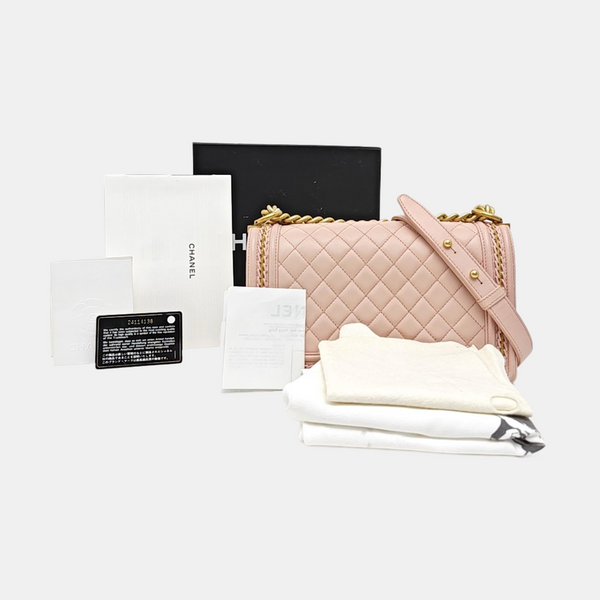 BOY CHANEL Medium Quilted Lambskin Pink