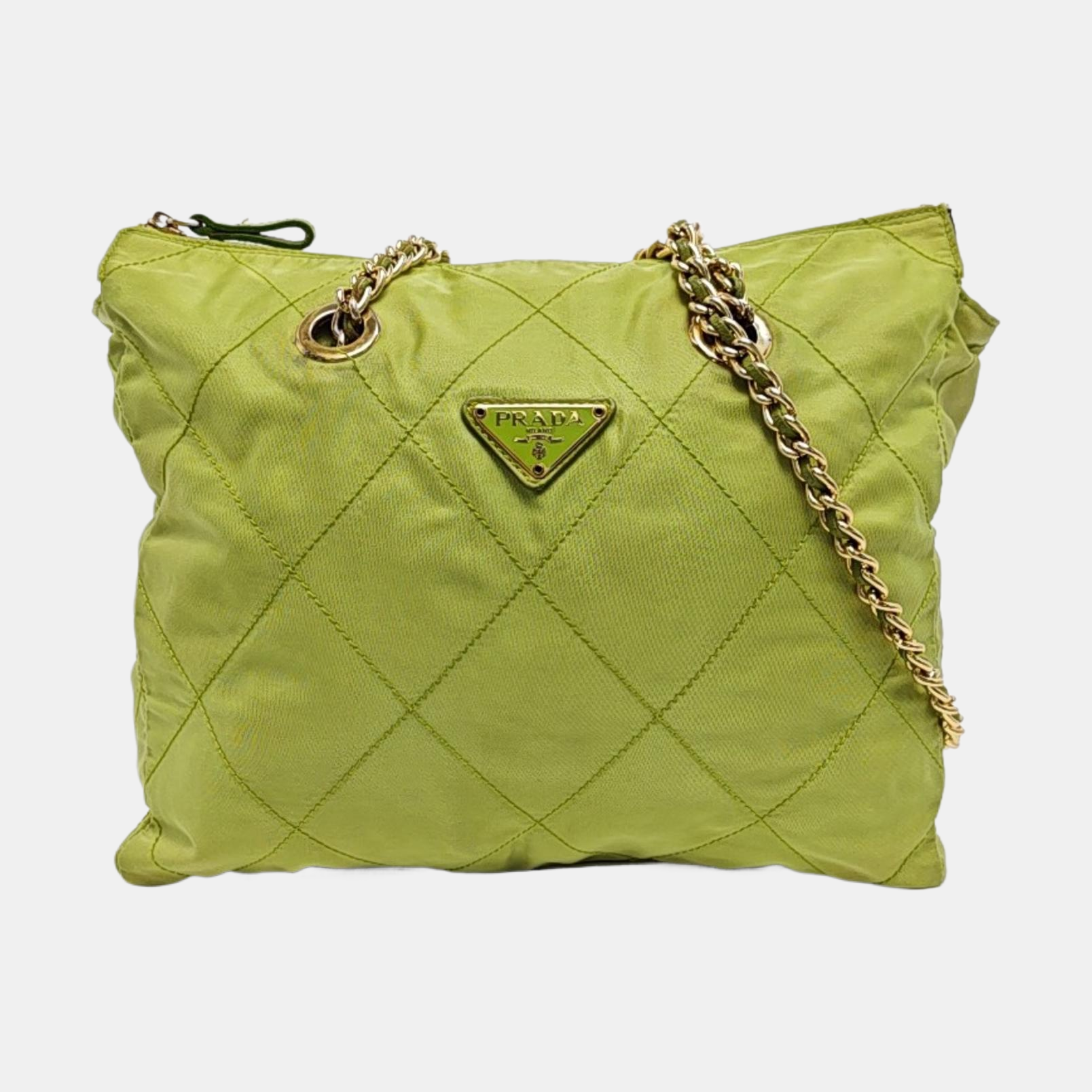 Quilted Nylon Tote Bag Green