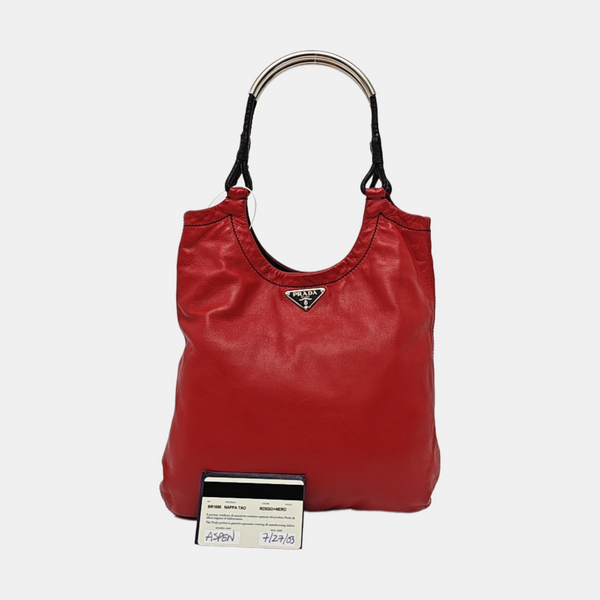 Lambskin Top Handle Bag Red