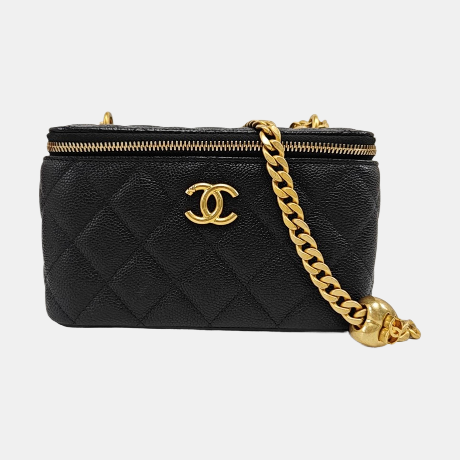 VANITY CASE Small Quilted Grained Calfskin Black