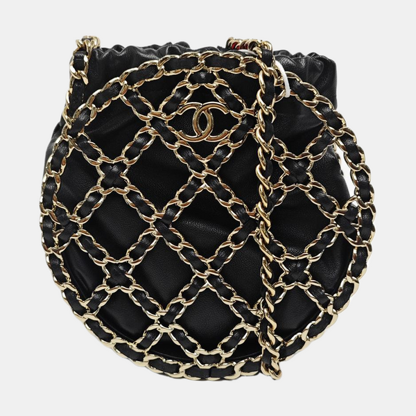 ROUND Quilted Lambskin Black