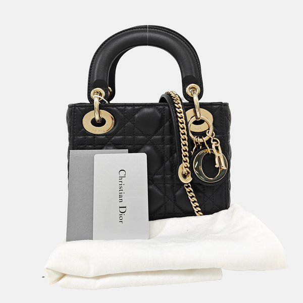 Lady Dior Mini Cannage Lambskin Black