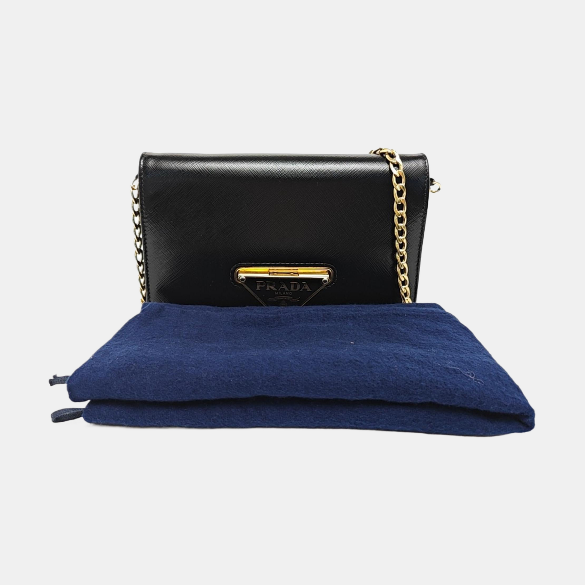 Saffiano Calfskin Shoulder Bag Black