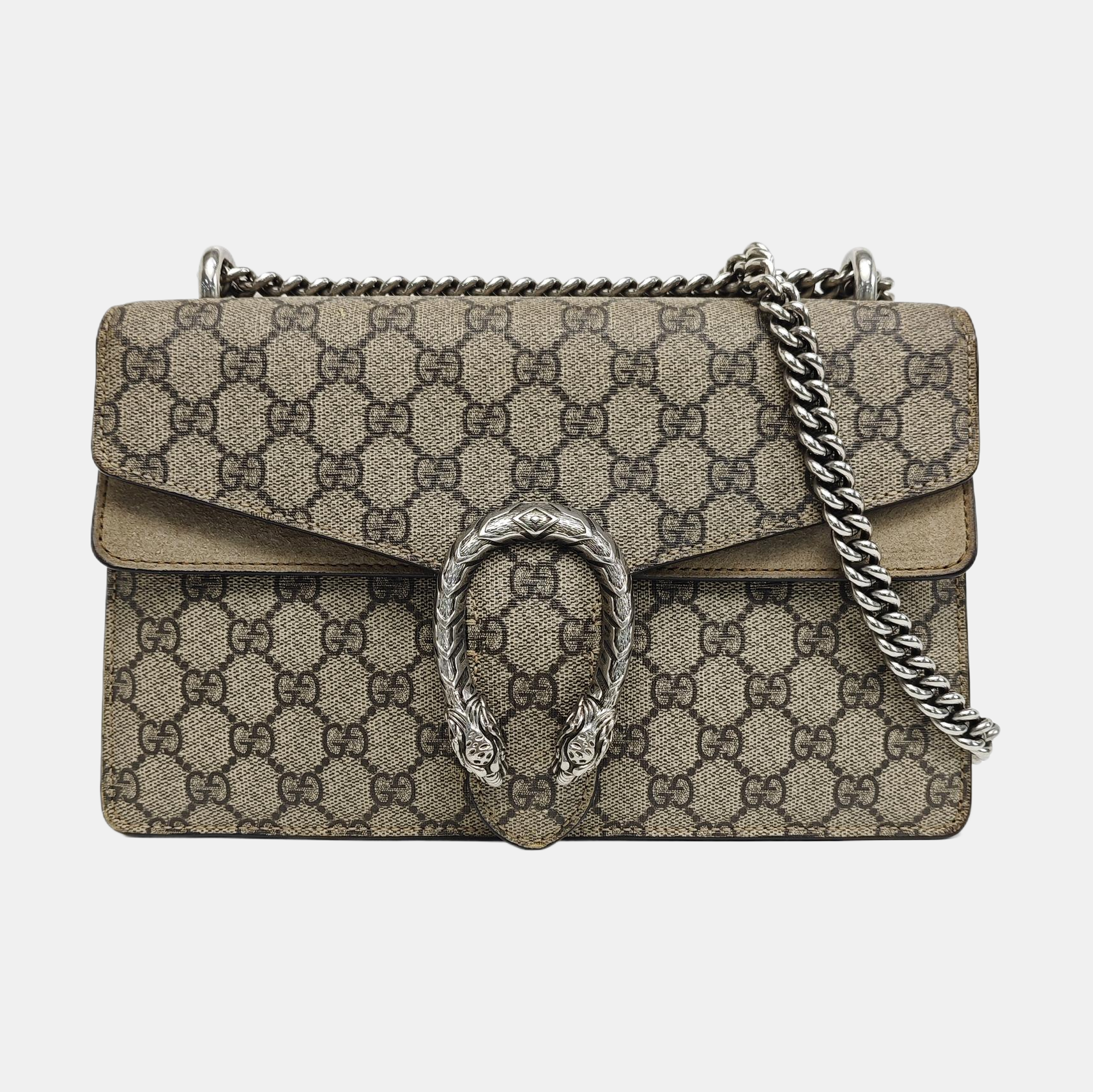 Dionysus Small Monogram Coated Canvas Beige