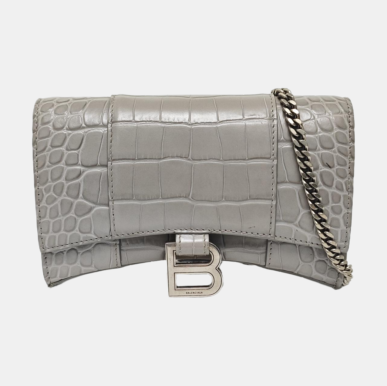 Hourglass Wallet On Chain Mini Calfskin Gray
