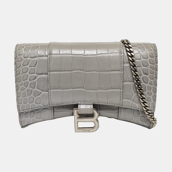 Hourglass Wallet On Chain Mini Calfskin Gray