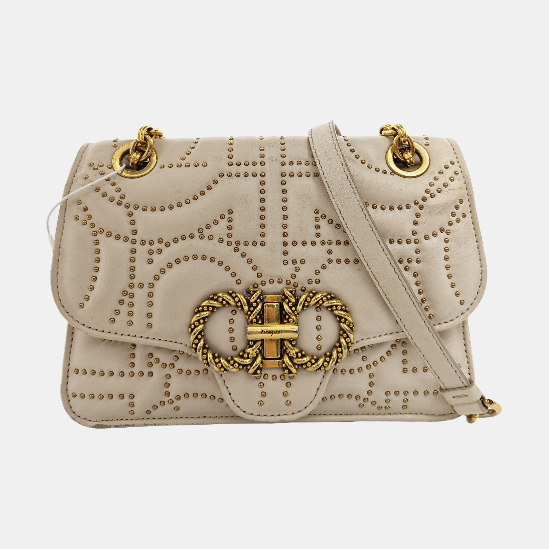 Gancini Quilted Calfskin White