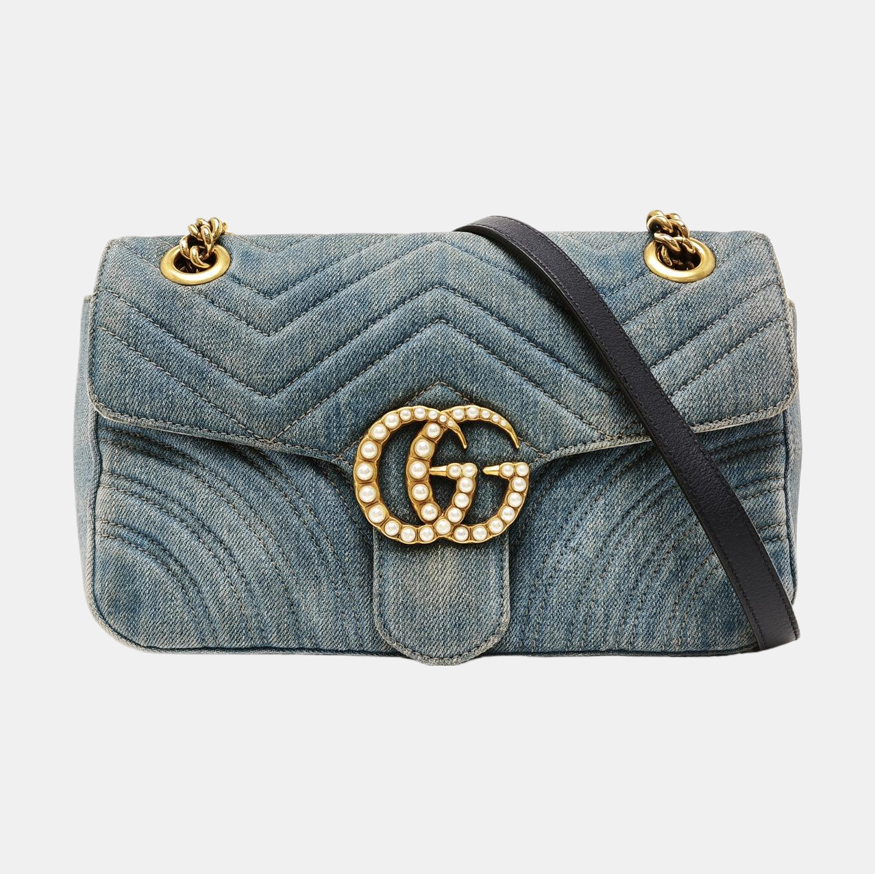 GG Marmont Medium Quilted Denim Blue