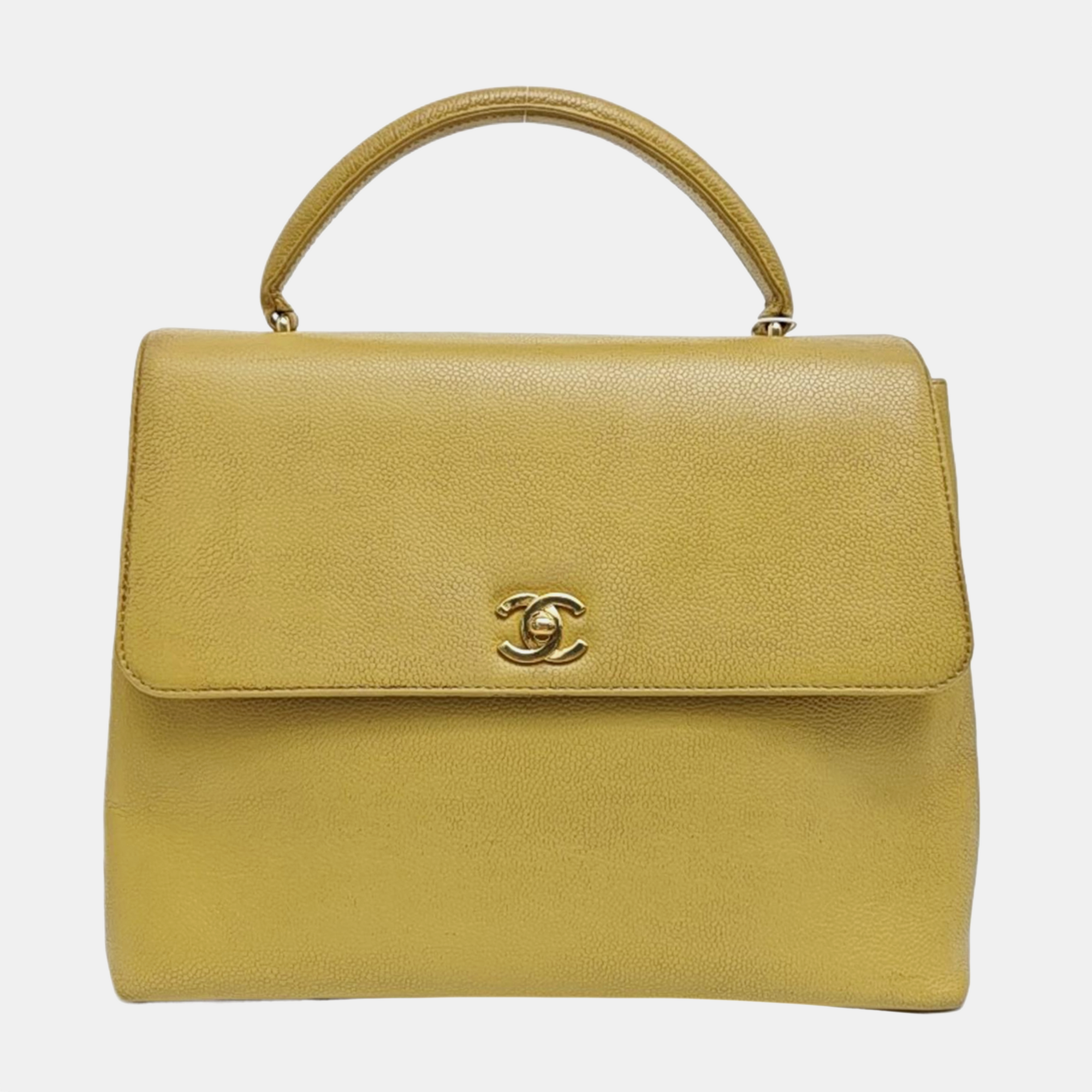 Quilted Calfskin Top Handle Bag Yellow