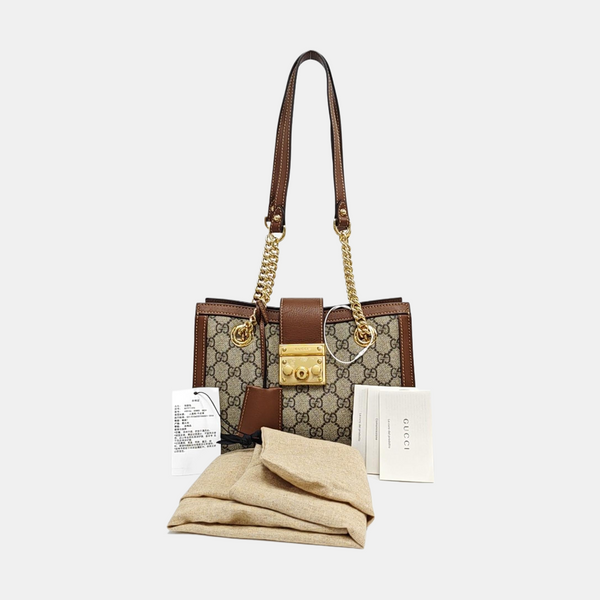 Padlock Small Monogram Coated Canvas Beige