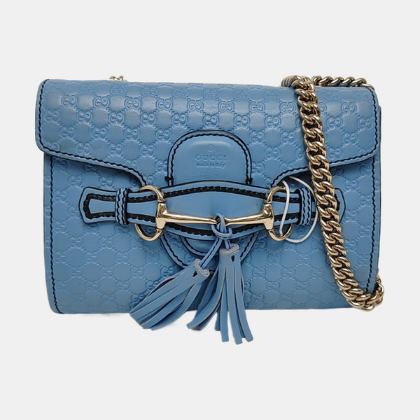 Emily Chain Mini Monogram Calfskin Blue