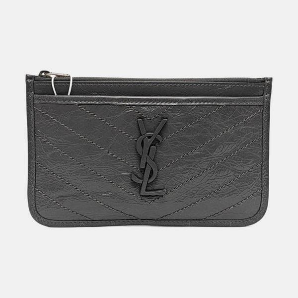 Authenticated pre-owned  CASSANDRE Chevron, Quilted Calfskin Gray - Clutch at Looply