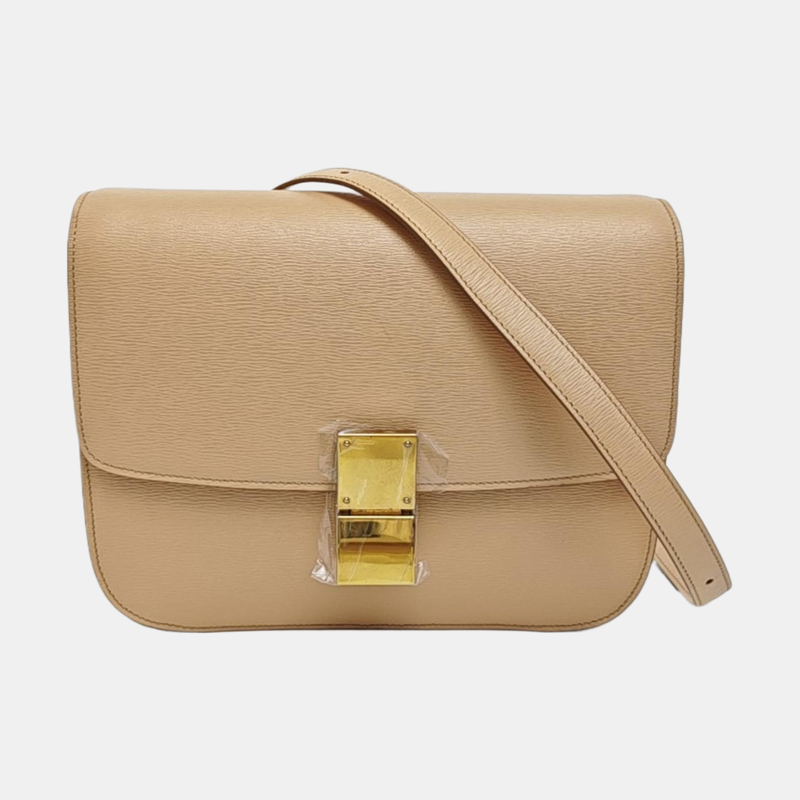 CLASSIC BOX Medium Calfskin Beige