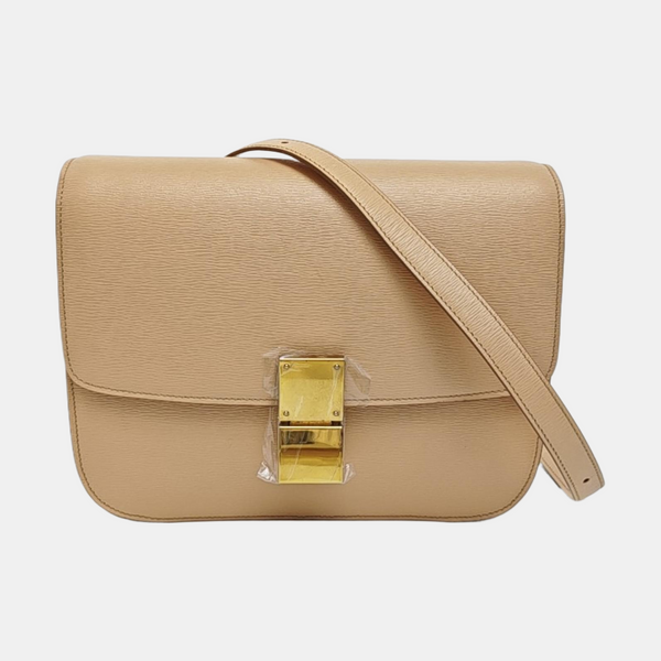 CLASSIC BOX Medium Calfskin Beige