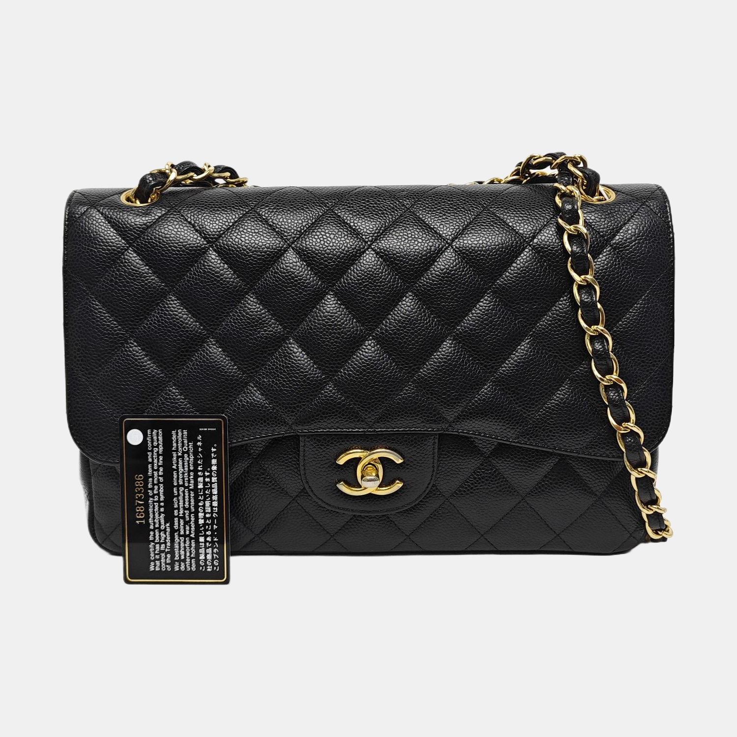 CLASSIC FLAP Jumbo Quilted Grained Calfskin Black