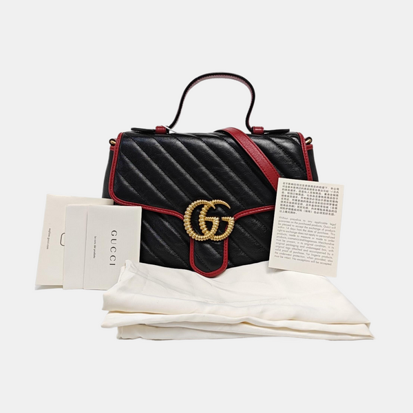 GG Marmont Small Quilted Calfskin Black
