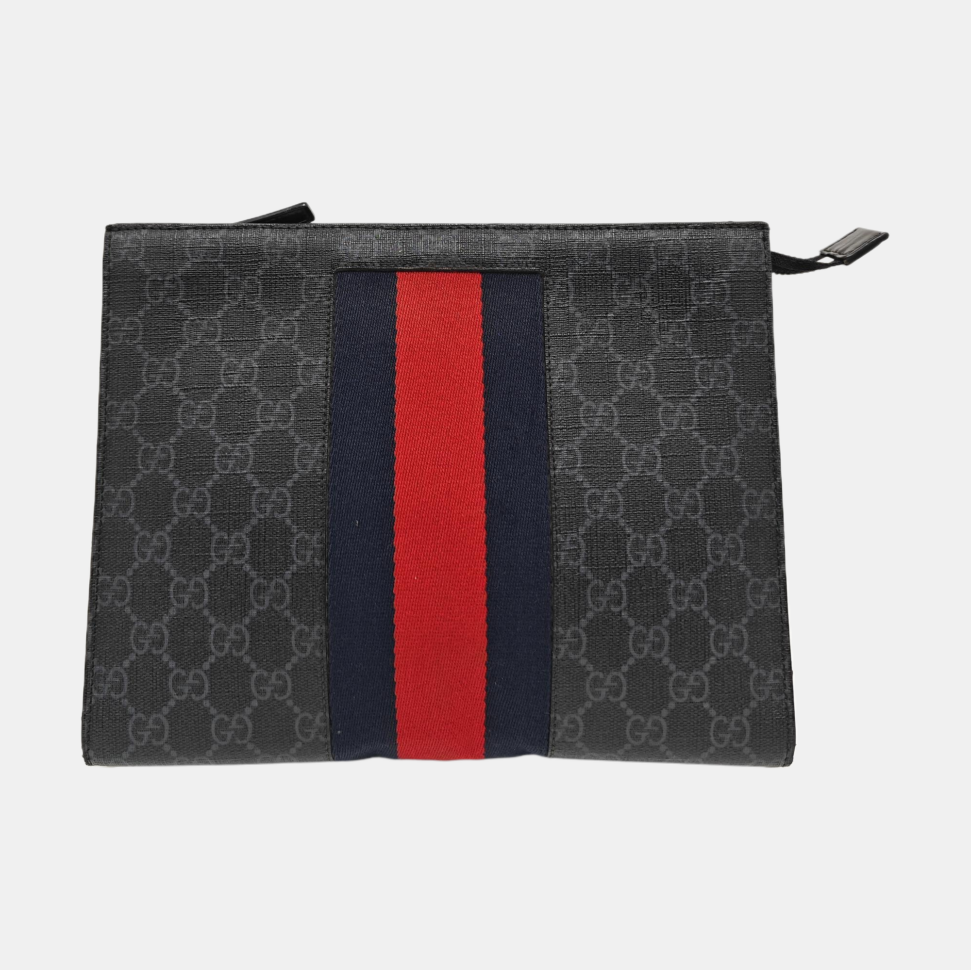 GG Supreme Monogram Coated Canvas Gray