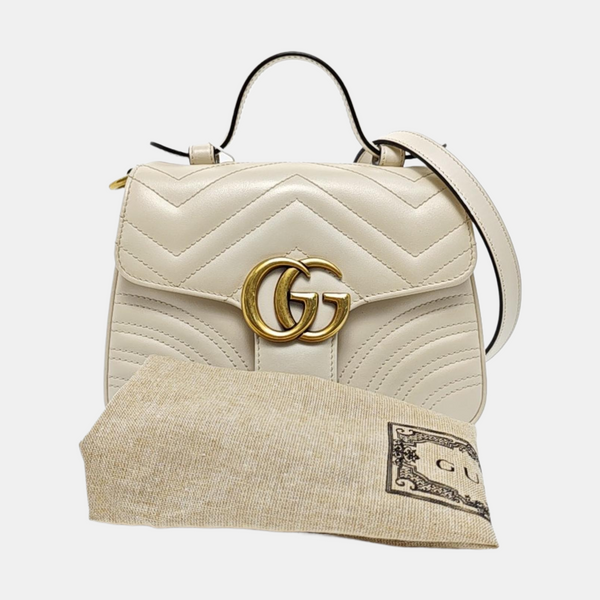 GG Marmont Mini Quilted Calfskin White