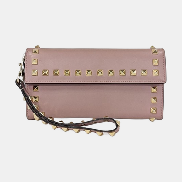 Cartera rosa de piel de ternera Rockstud