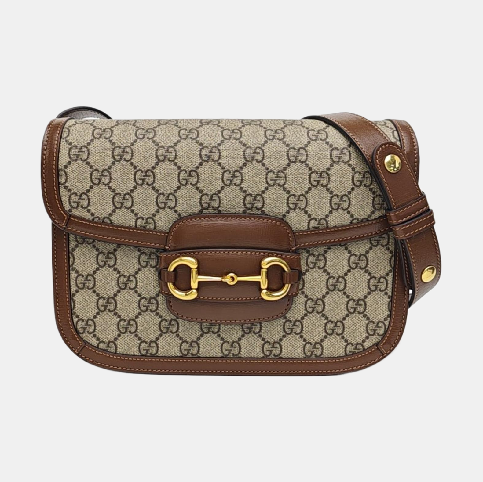 Horsebit 1955 Medium Monogram Coated Canvas Beige