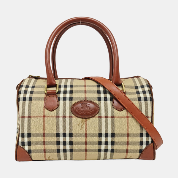 Coated Canvas Top Handle Bag Beige
