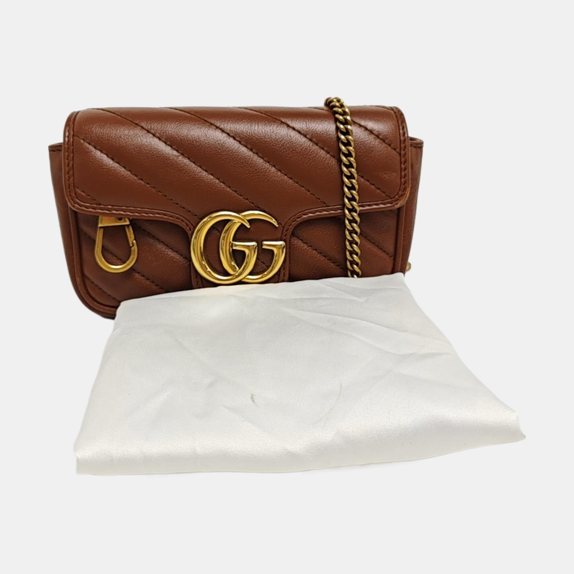 GG Marmont Mini Quilted Calfskin Brown