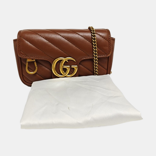GG Marmont Mini Quilted Calfskin Brown