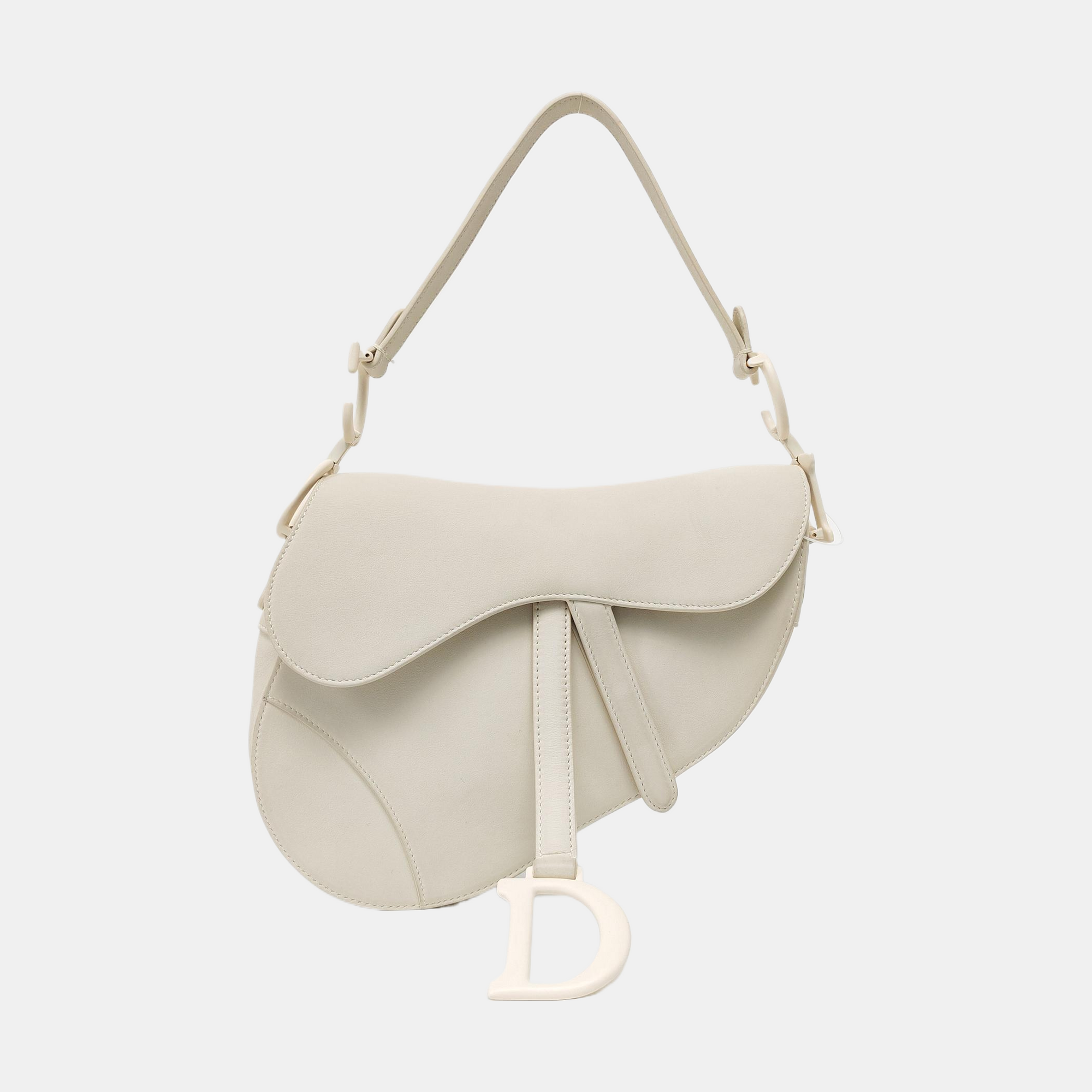 Saddle Small Calfskin White