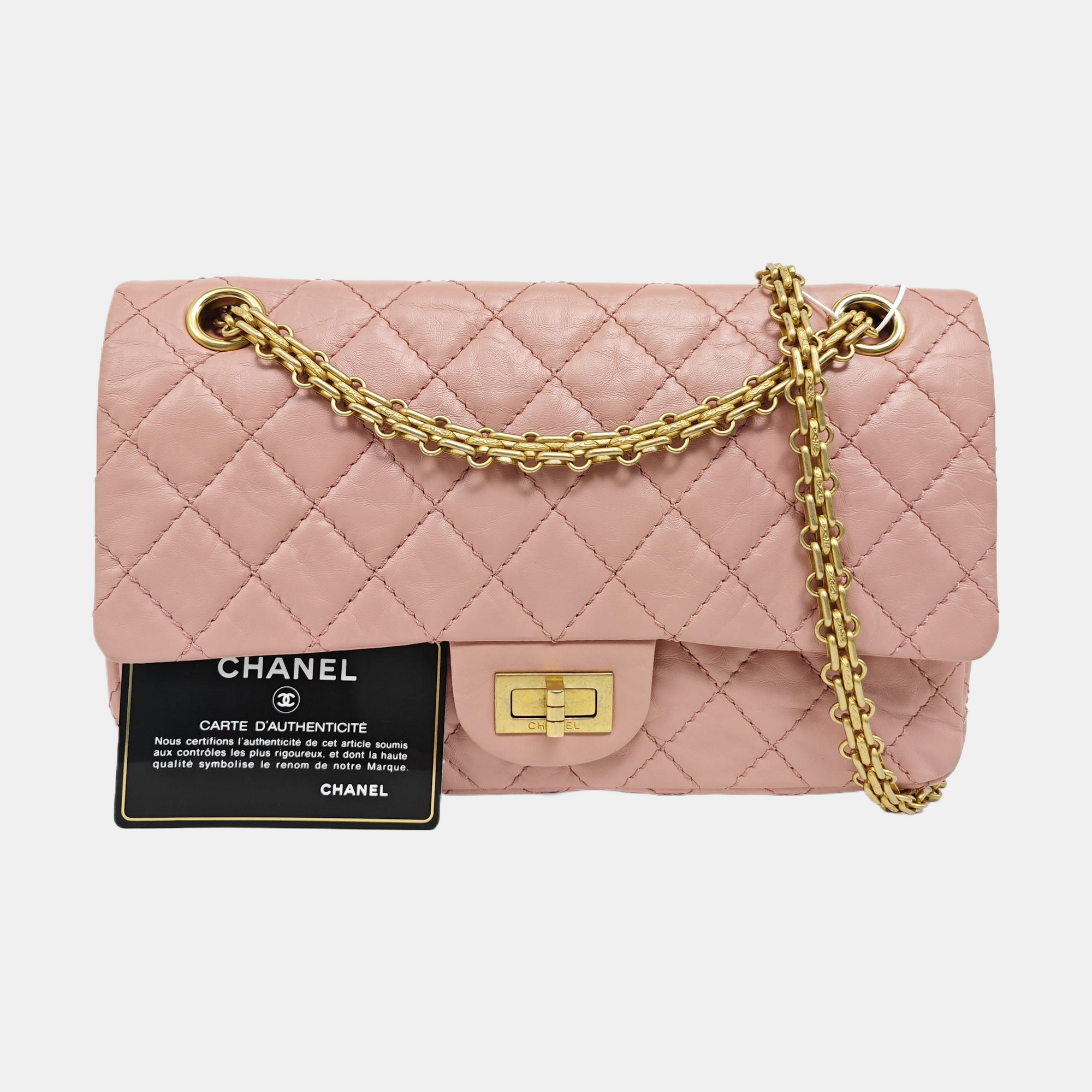 2.55 225 (small) Quilted Vintage Calf Pink