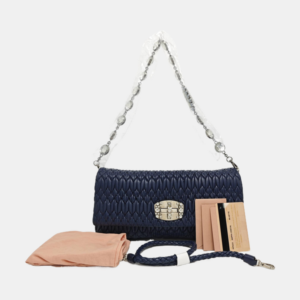 Quilted Lambskin Shoulder Bag Blue