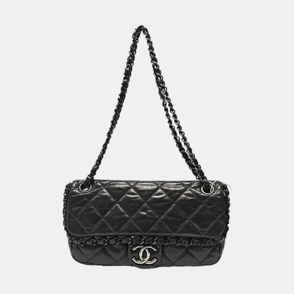 Quilted Calfskin Shoulder Bag Gray
