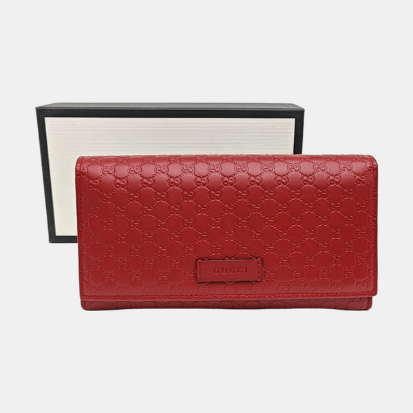 Microguccissima Monogram Calfskin Red Wallet