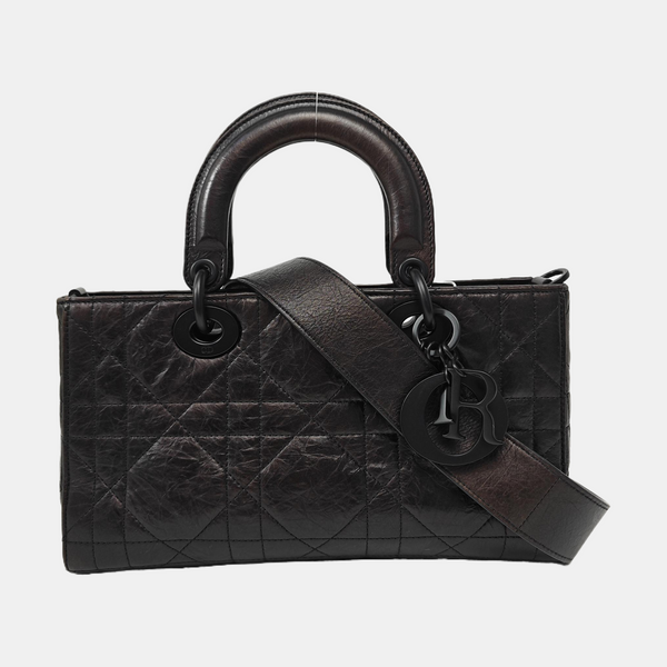 Lady D-Joy Medium Cannage Calfskin Black