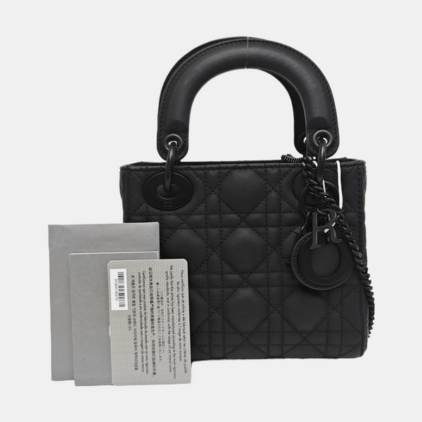 Lady Dior Mini Cannage Calfskin Black