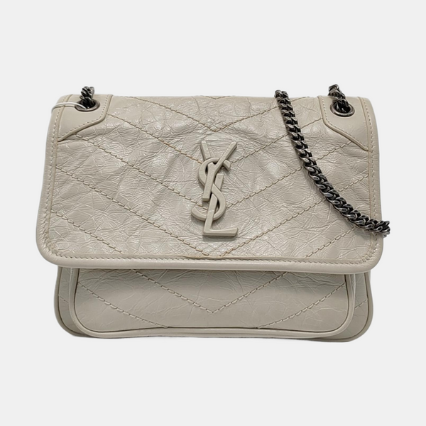 NIKI Small Chevron Calfskin White